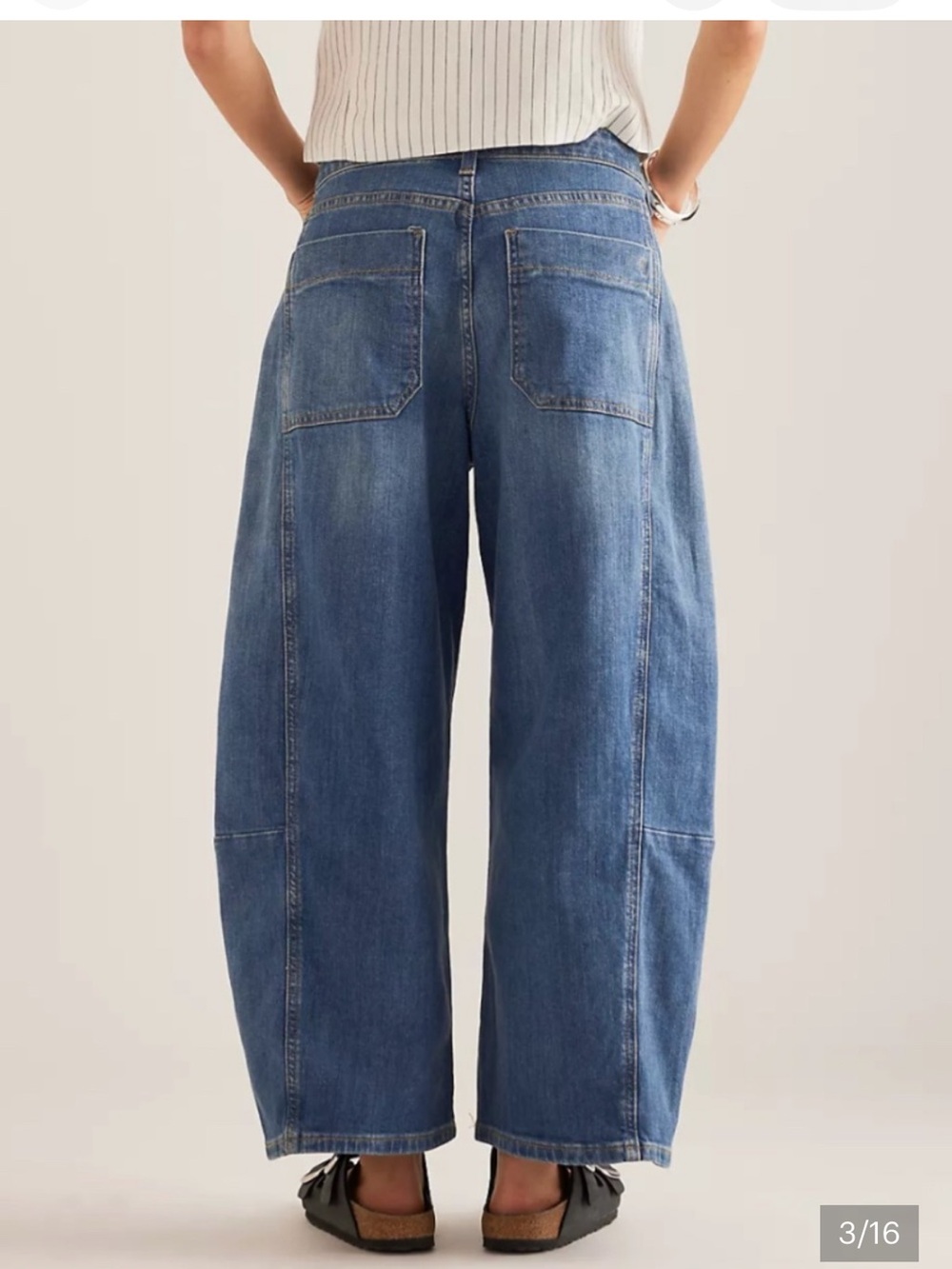 Pilcro Anthropologie Kenna Mid Rise Barrel Denim Jeans in Blue Wash 33 - Picture 7 of 13